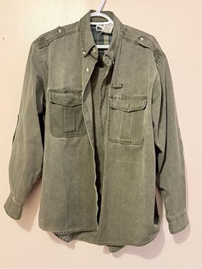 Vintage Men's Olive Green Utility Shirt